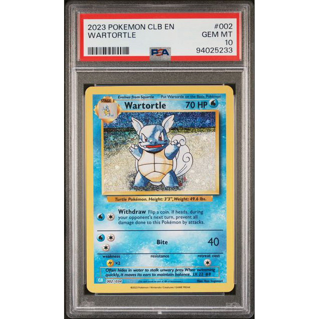2023 Pokemon Classic Collection Wartortle 002/034 PSA 10 Graded Card - Rare Collectible for Pokemon Fans & Trading Card Game Enthusiasts | Perfect for Display, Investment & Battles