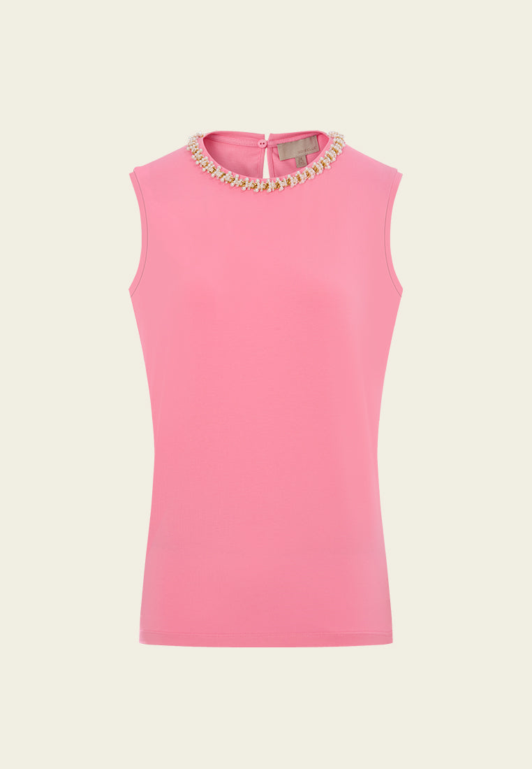 Embellished Chain Detail Sleeveless Top for Women - Fashionable Summer Blouse for Party & Night Out