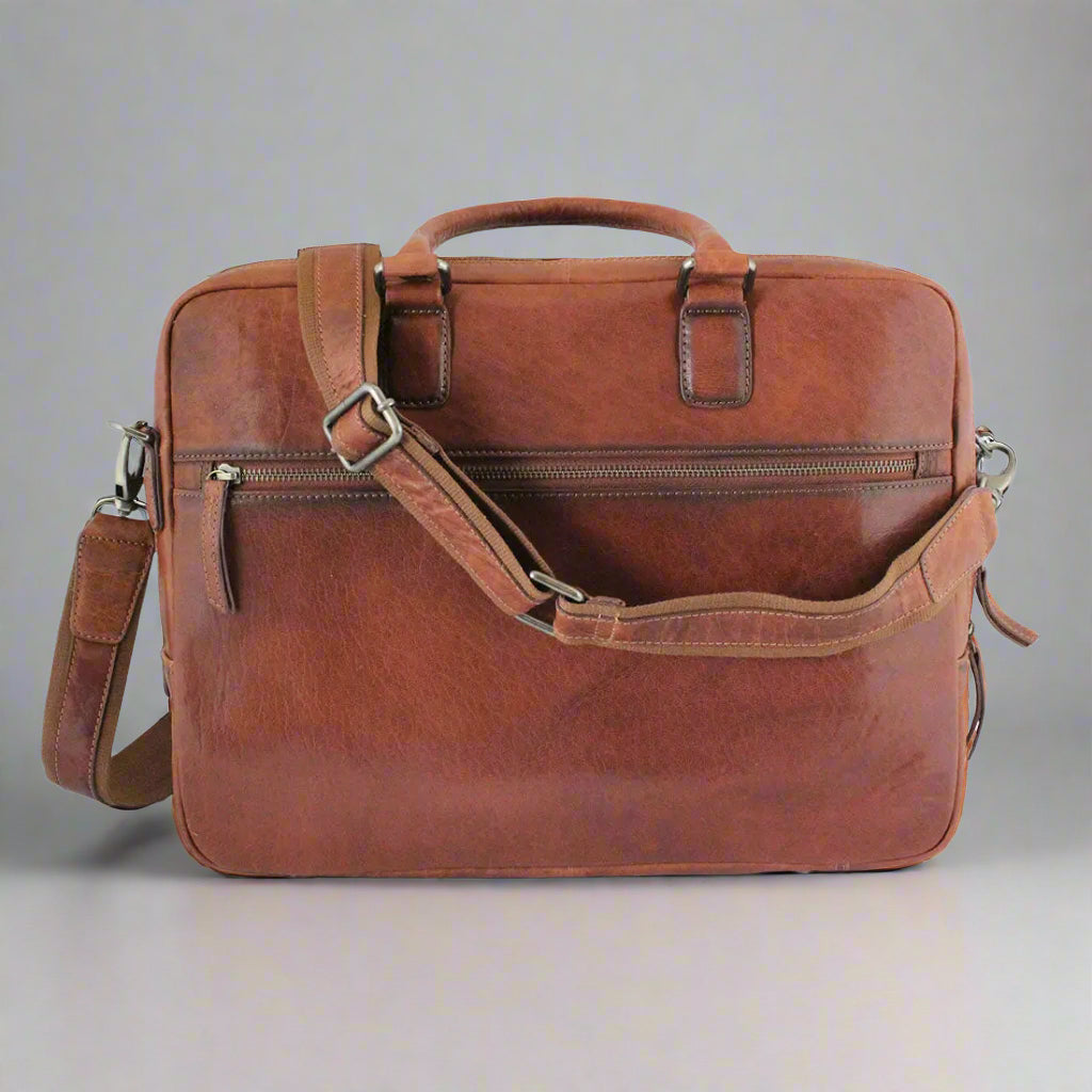 Premium MET Leather Briefcase Messenger Bag for Business & Travel - Stylish Laptop Bag for Men & Women (Fits 15.6
