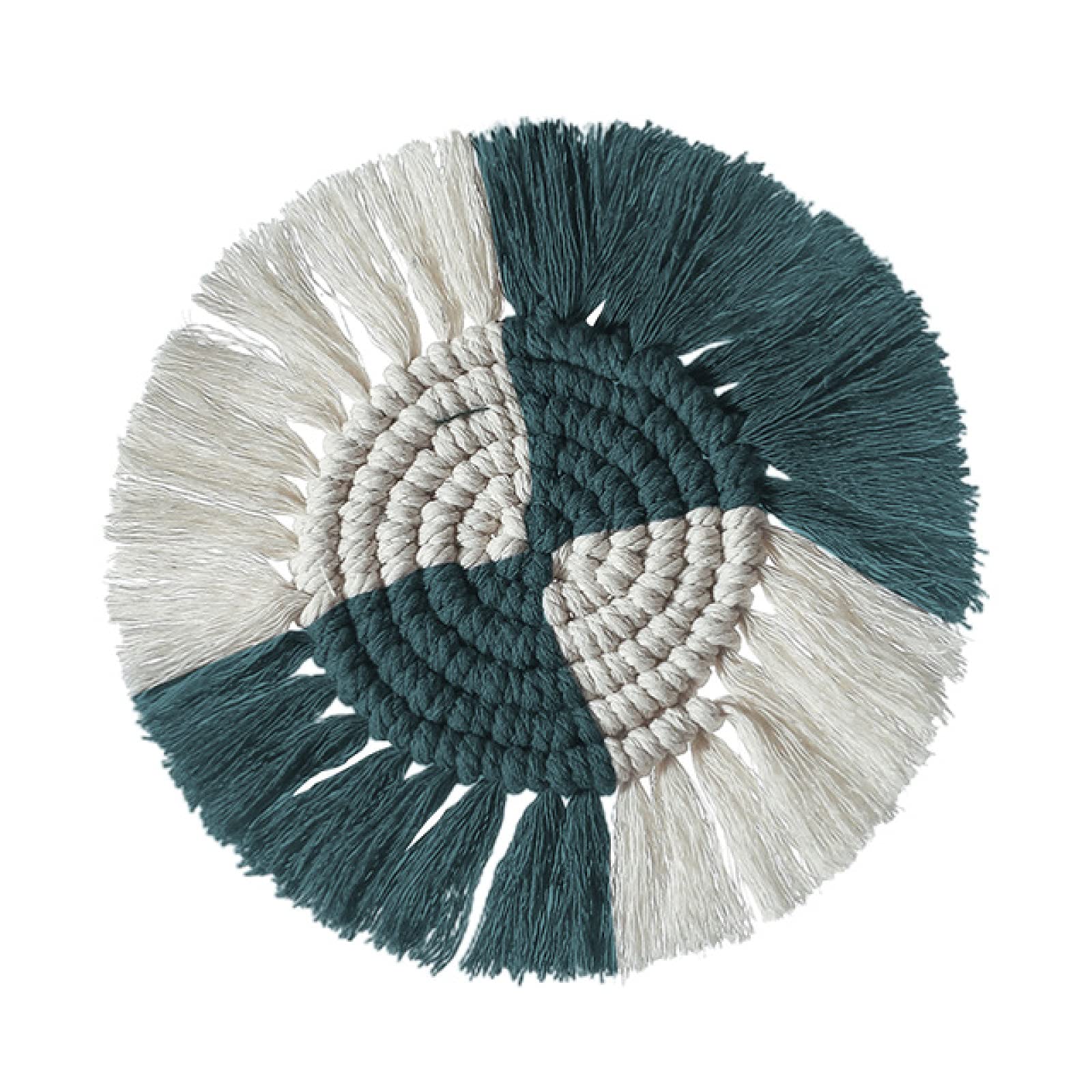 Handmade Cotton Braid Coasters - Non-Slip Macrame Cup Mats for Heat Insulation | IADZ Coasters for Coffee Tables, Dining Tables & Home Decor