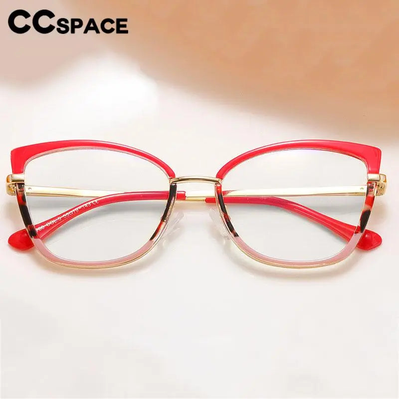 CCspace Women's Full Rim Square Titanium Eyeglasses Frame 56966 - Lightweight & Durable Glasses for Work, Reading & Fashion