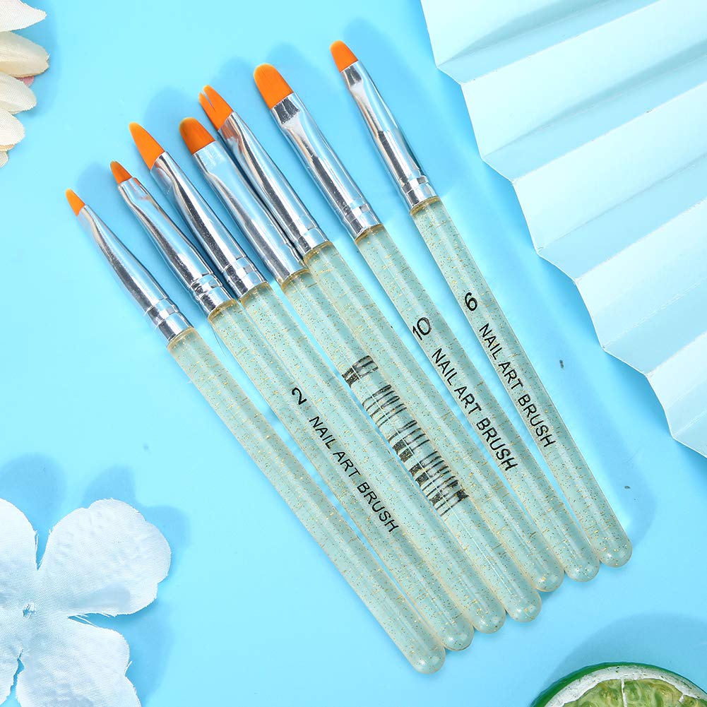 7PCS Transparent Handle Nail Art Brush Set - Professional Manicure Brushes for DIY Nail Painting, Dotting, Gel Pen Drawing & Nail Art Designs | Perfect for Home Salon, Nail Techs & DIY Enthusiasts
