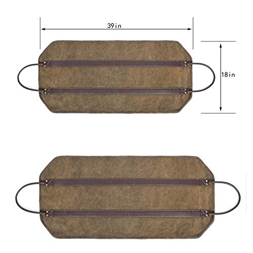 Heavy Duty Waxed Canvas Firewood Log Carrier Tote Bag - Durable Firewood Holder for Indoor Fireplace, Outdoor Camping & Wood Stove Accessories - Perfect for Hauling Firewood, Kindling & Hay