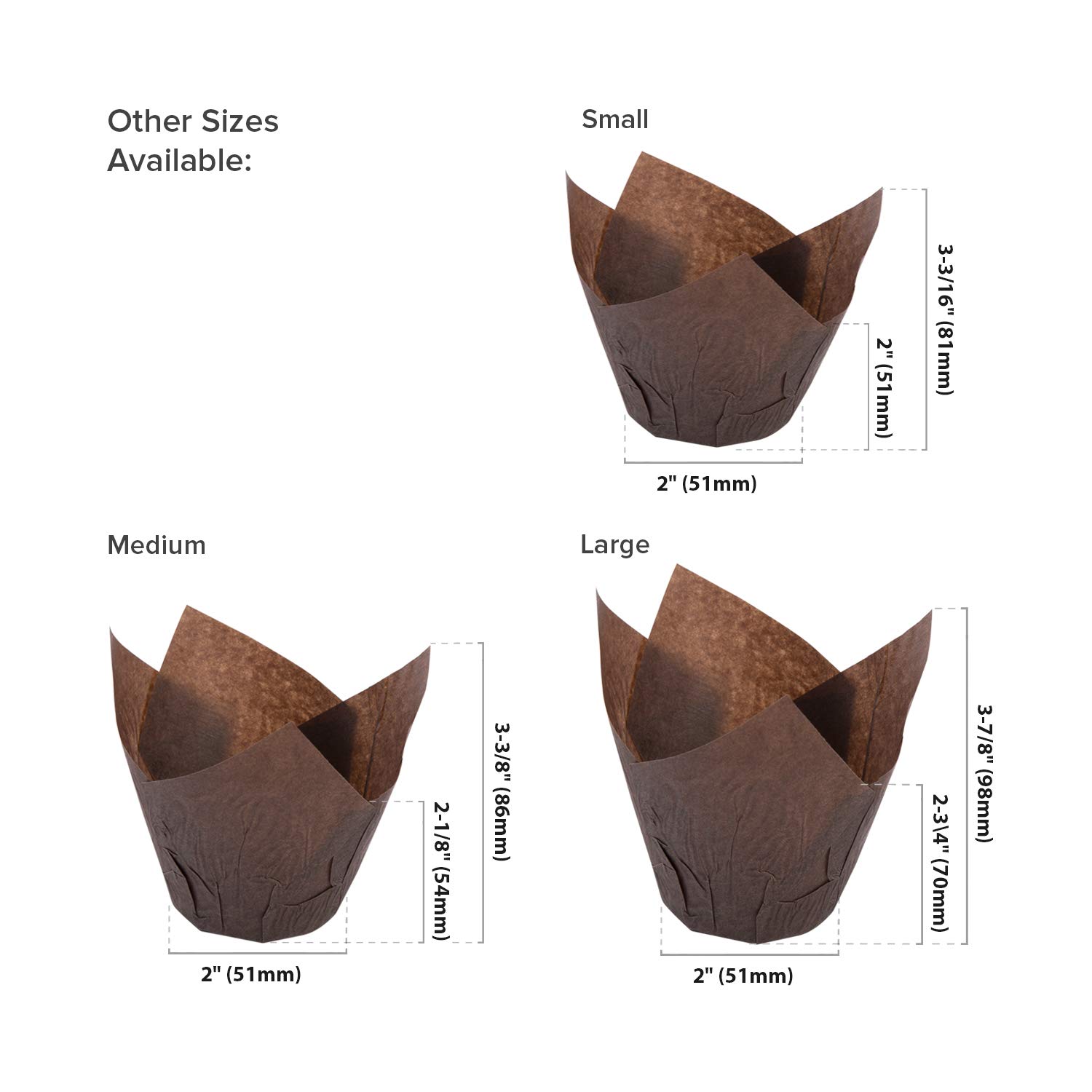 Royal Brown Tulip Style Baking Cups - 2000 Count Small Cupcake Liners for Muffins, Cupcakes & Desserts - Perfect for Home Baking, Party Treats & Professional Bakeries