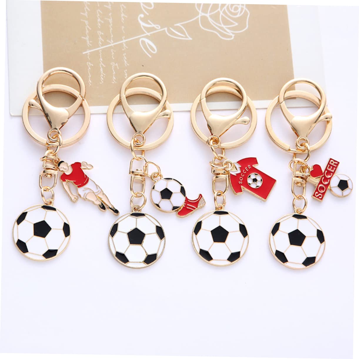 16 Pcs Football Keychain Set - Zinc Alloy Key Rings for Sports Fans & Gifts