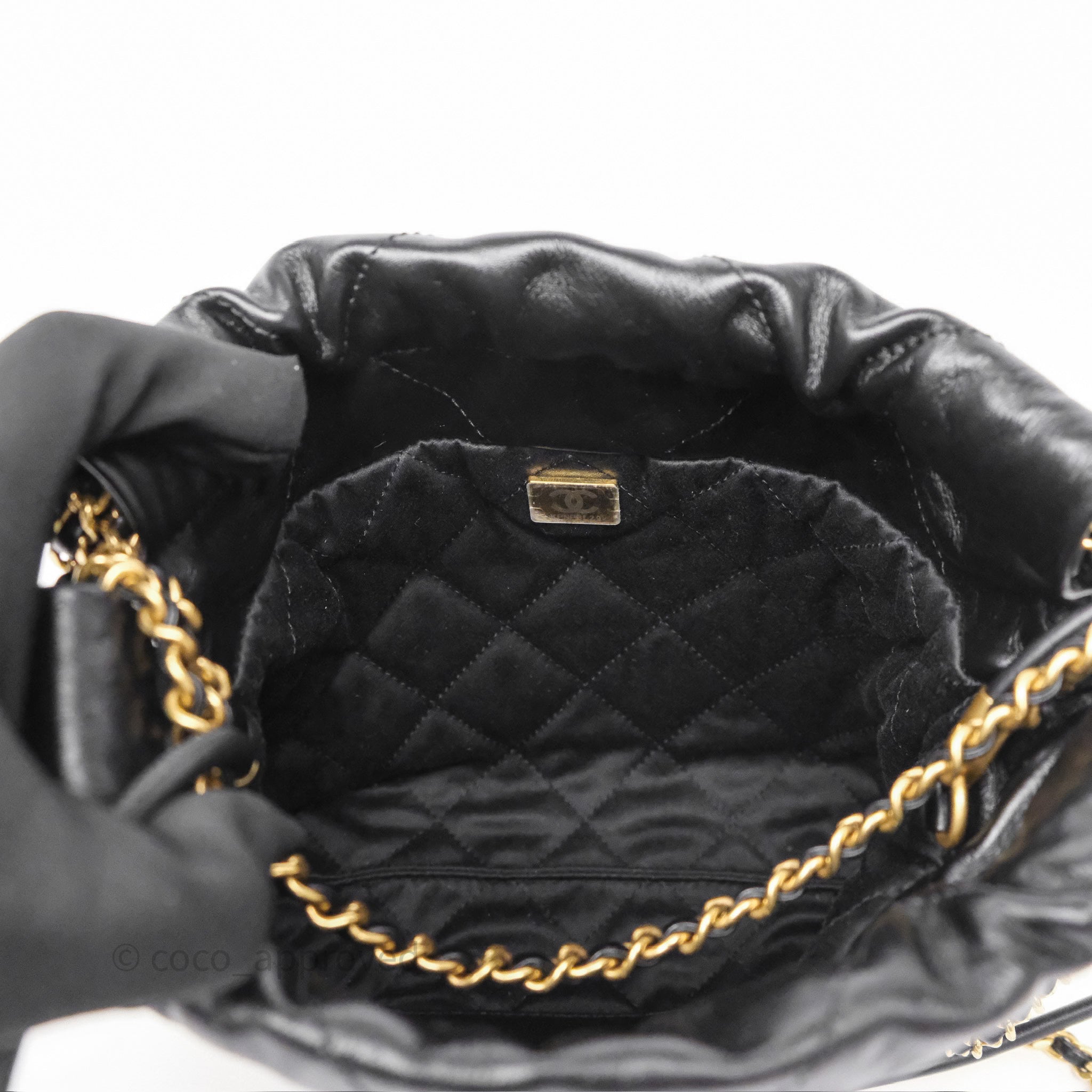Chanel 22 Mini Bag Black Crumpled Calfskin with Aged Gold Hardware - Luxury Crossbody Purse for Women, Perfect for Date Night & Evening Events