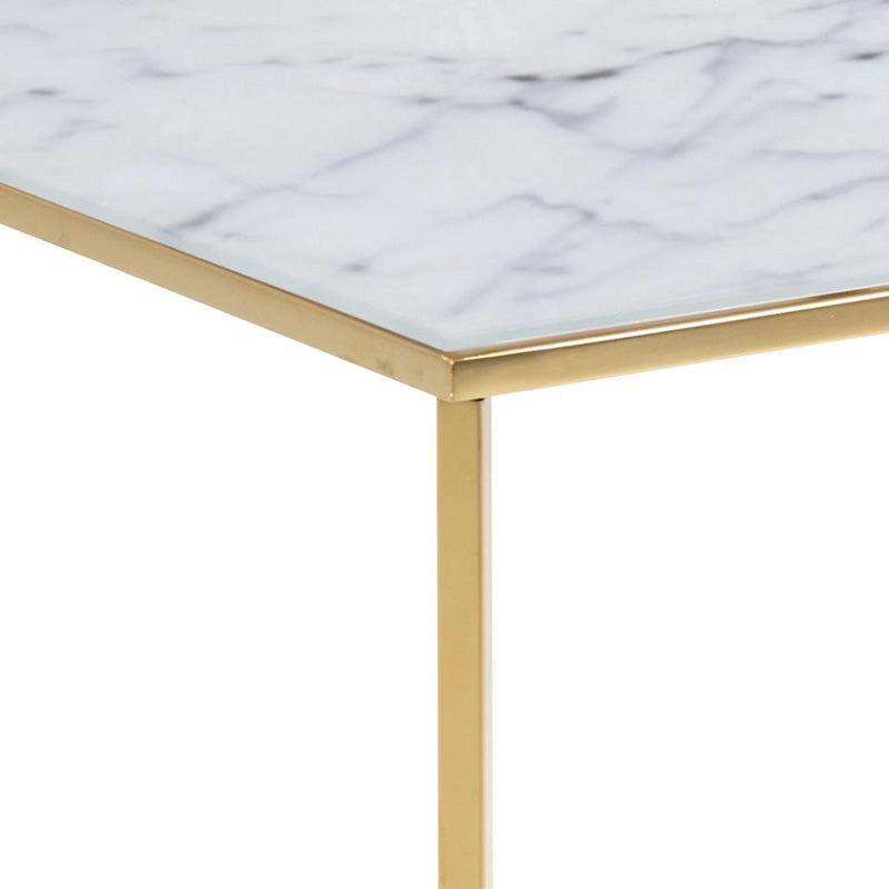 Stylish KOLINA 80cm Glass Coffee Table with White & Golden Chrome Frame - Perfect for Living Room, Lounge, and Modern Home Decor