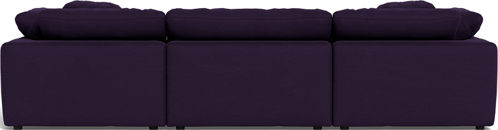 Fluffy 3-Piece Sofa Set with Double Ottoman - Soft Plush Living Room Furniture for Cozy Home & Lounge Relaxation