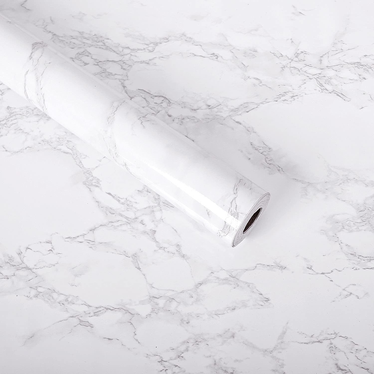 15.8x197 Inch Grey White Marble Contact Paper - Waterproof Peel & Stick Vinyl Wallpaper for Kitchen Countertops, Bathroom Cabinets, Furniture & Desk Upgrade (Thicker Self-Adhesive) - Perfect for Home Renovation & DIY Projects