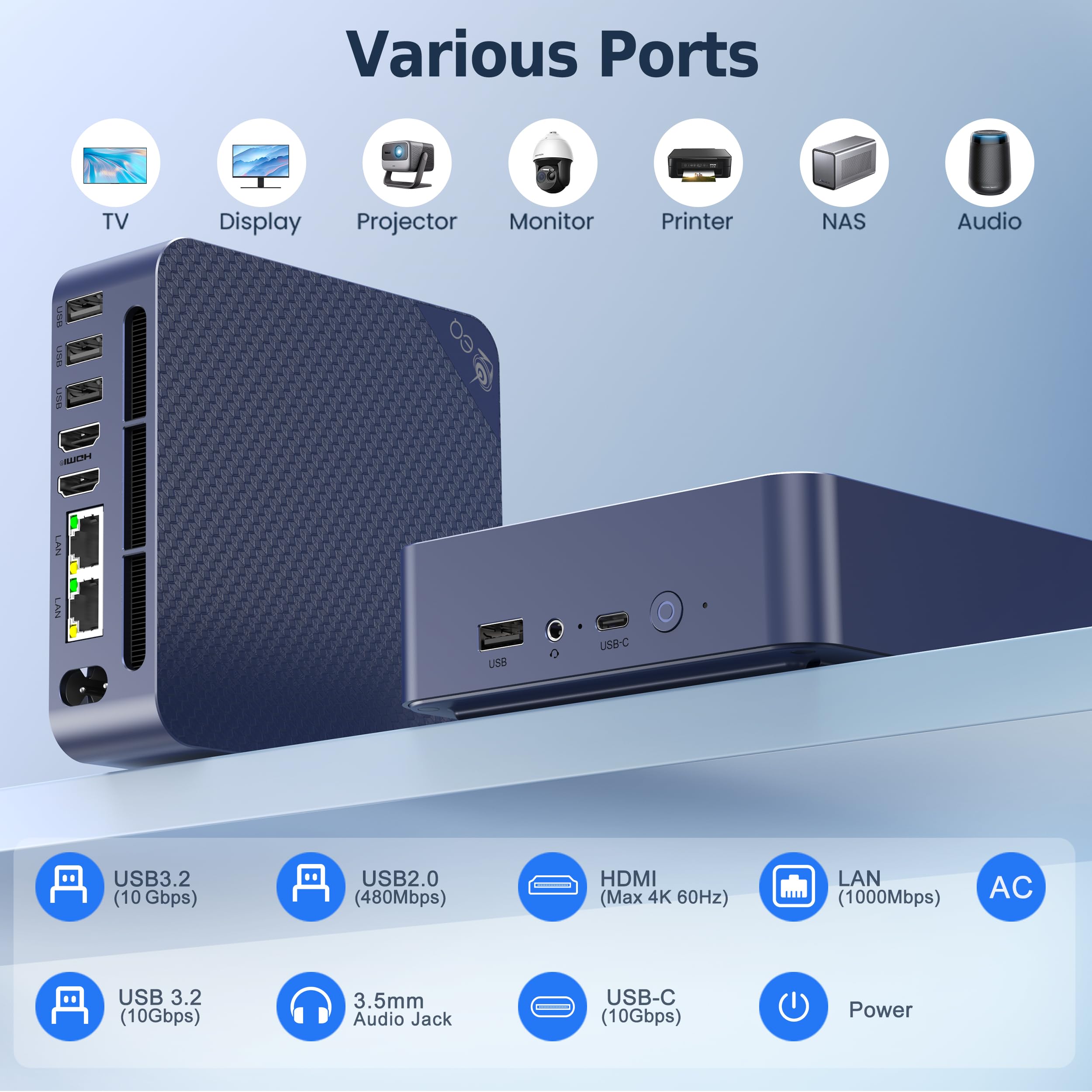 Beelink EQ14 Mini PC - Intel N150 (Upgraded N100) 16GB DDR4 RAM, 1TB M.2 SSD, Dual LAN, WiFi 6, Bluetooth 5.2, USB 3.2, 4K@60Hz Dual HDMI - Compact Desktop Computer for Home Office, Gaming, Network Firewall & Media Streaming