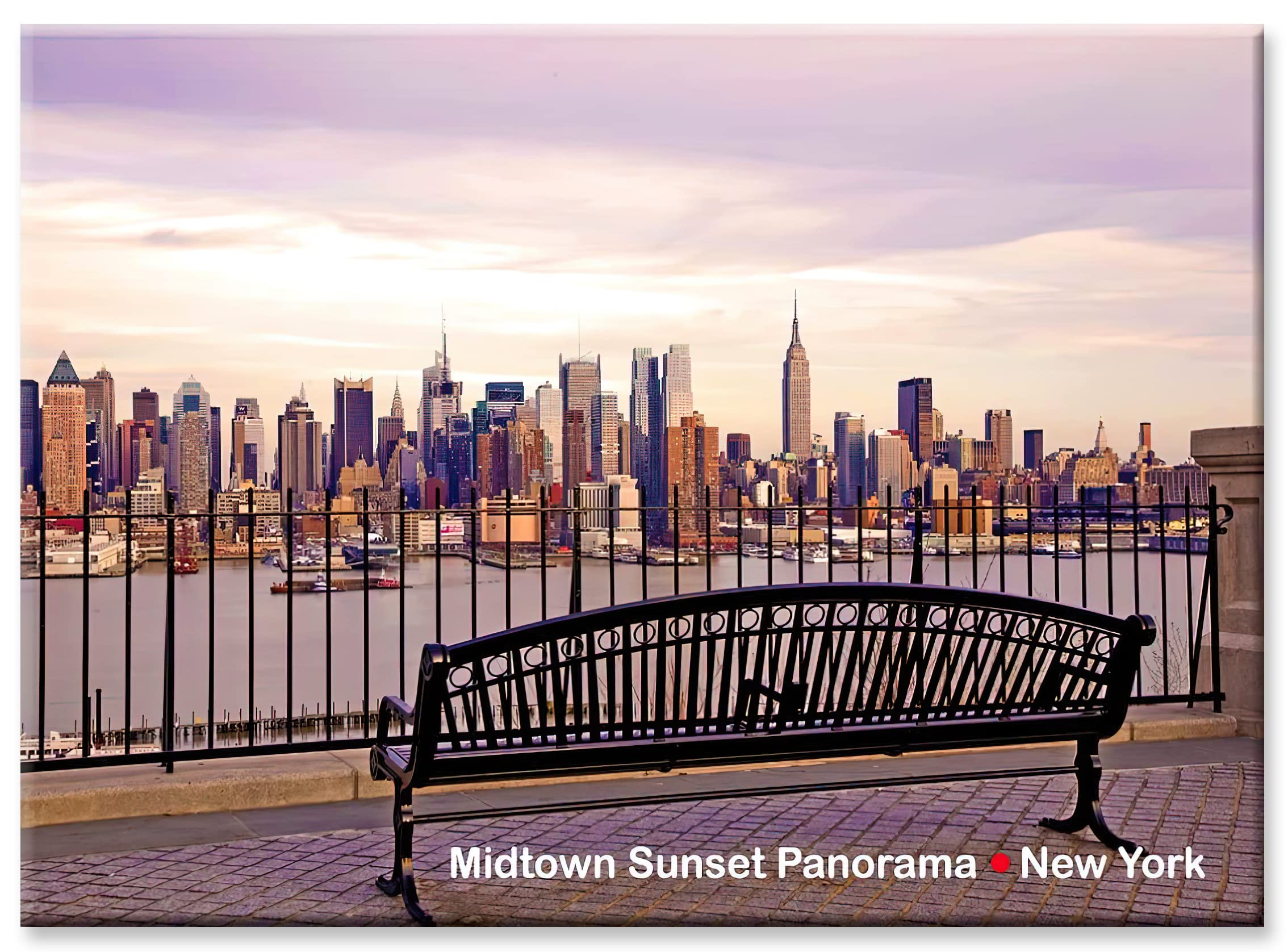New York City Photo Souvenir - Midtown Manhattan Bench View Refrigerator Magnet | NYC Skyline Fridge Decor | Perfect for Travel Memories & Home Office Decor