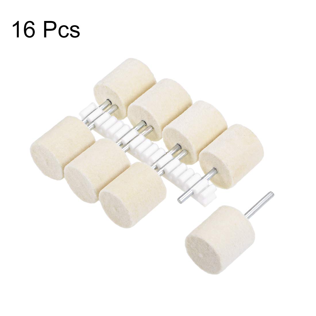 uxcell 20mm Wool Felt Mounted Points Cylinder Polishing Bits Burrs Buffing Wheels with 1/8