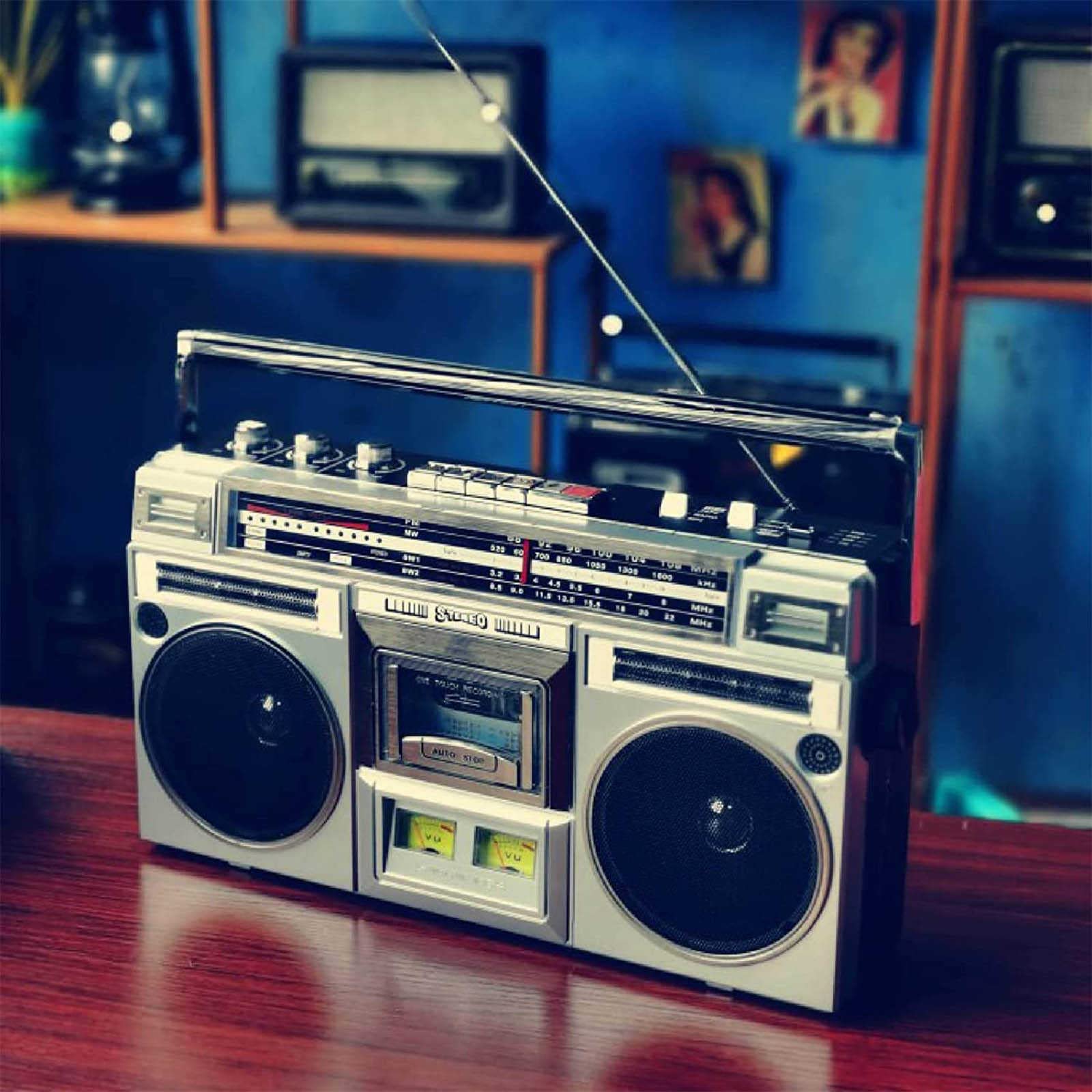 Retro Bluetooth Boombox Cassette Player with FM/DAB+ Radio, USB Recording & Speaker - 80s Style Wireless Music System for Home, Party and Outdoor Use