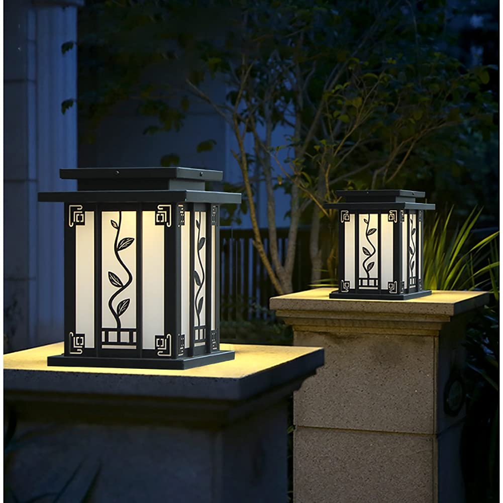 Solar Post Cap Lights Outdoor - IP65 Waterproof LED Deck Post Lighting, Warm White Modern Garden Lamp for Patio, Fence, Villa Gate Pillar - Perfect for Landscape, Pathway & Driveway Lighting