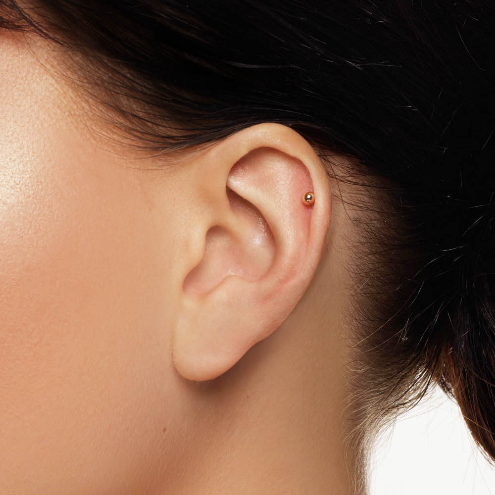 10k Rose Gold Ball Helix Single Stud Earring - Minimalist Cartilage Piercing Jewelry for Everyday Wear & Special Occasions