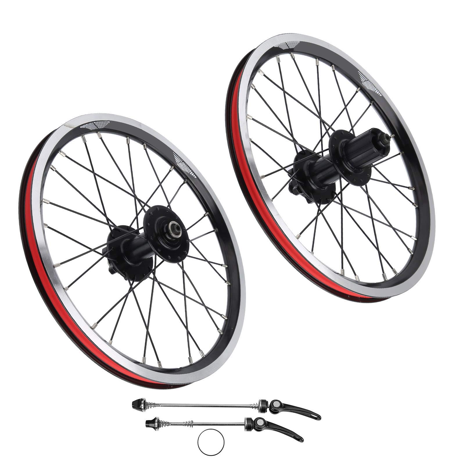 **Premium Aluminum Alloy Mountain Bike Wheelset - 16In 305 Disc Brake, 11-Speed, 6-Bolt Bearing, Compatible with Folding & Road Bikes (Black) - Ideal for Outdoor Cycling & Commuting**