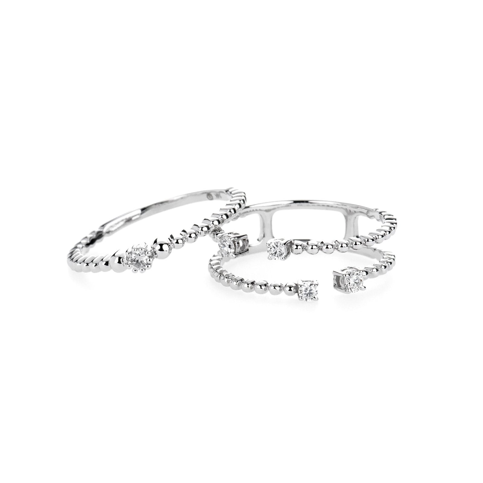 14K White Gold Floating Diamond Beaded Wrap Ring - Elegant Stackable Jewelry for Women, Perfect for Weddings, Anniversaries & Everyday Wear