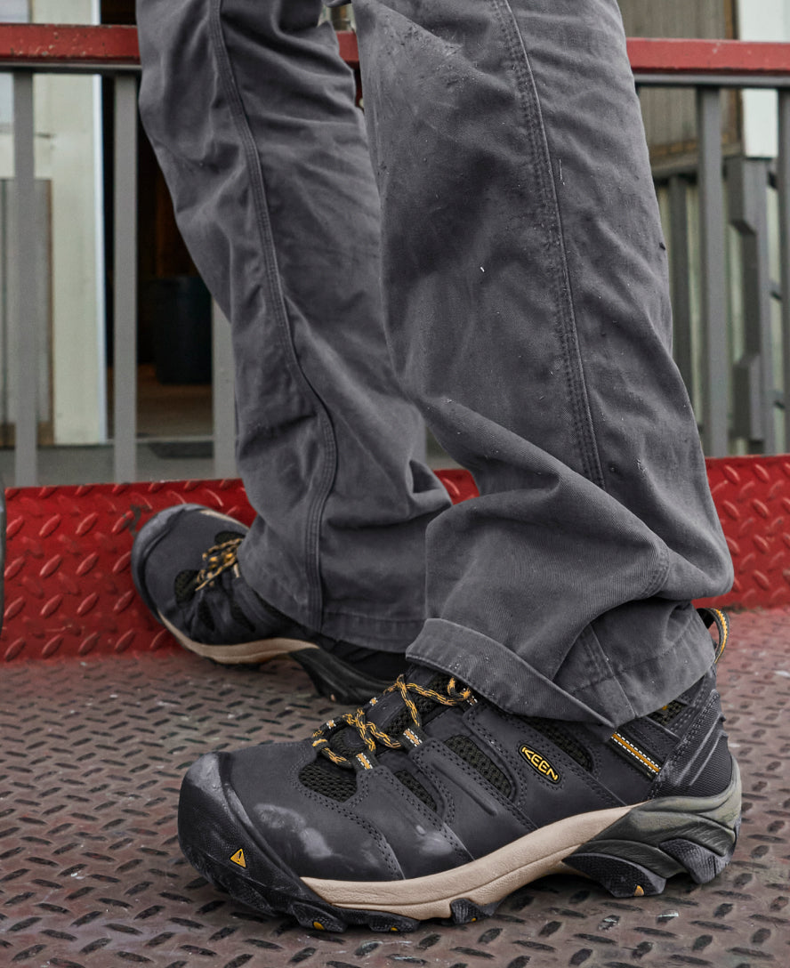 Men's Lansing Mid Waterproof Steel Toe Work Boots - Cascade Brown/Brindle | Durable Safety Shoes for Construction, Hiking & Outdoor Work