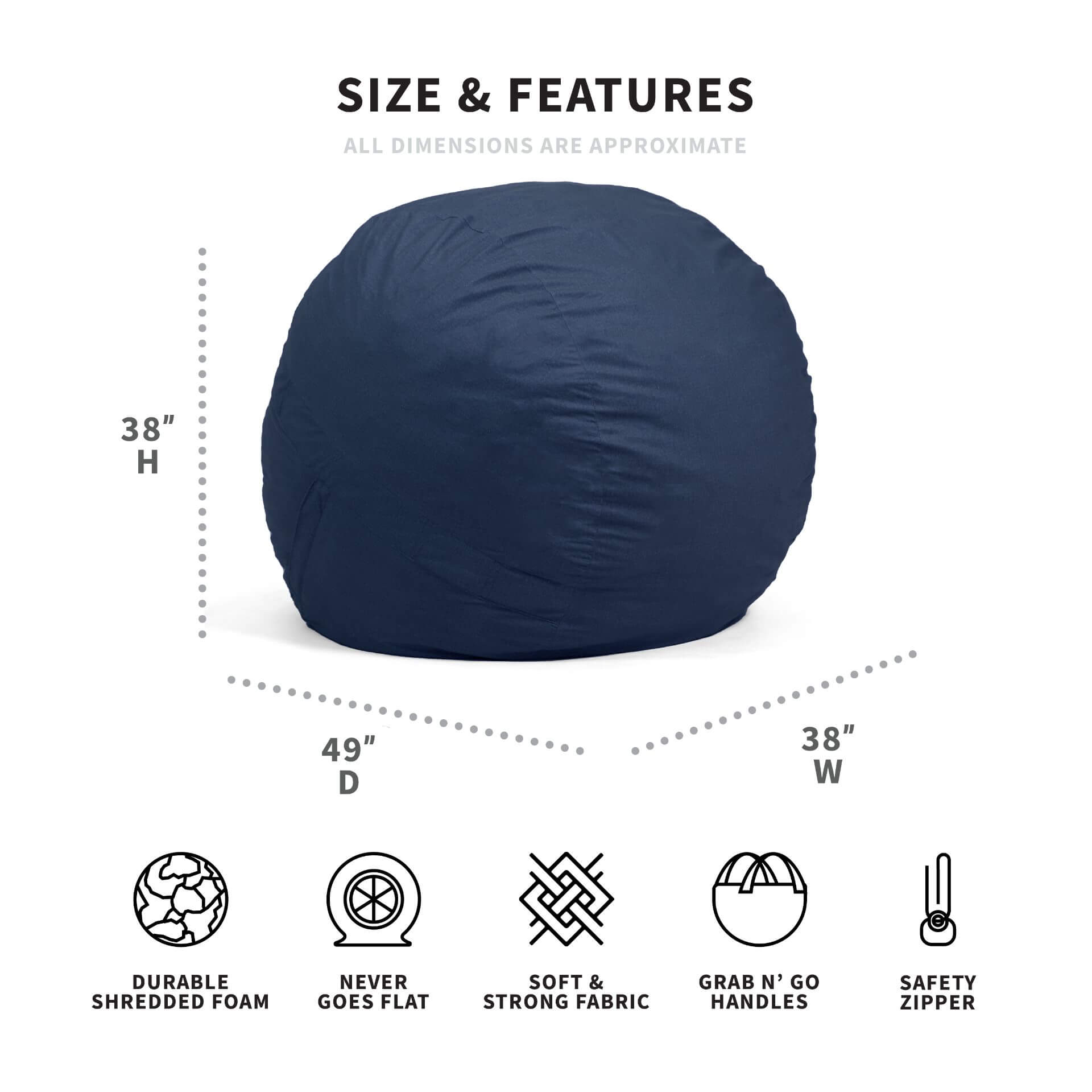 FUF Large Dog Bed with Removable Washable Cover - Soft Orthopedic Pet Bed for Large Dogs, Perfect for Living Room, Bedroom or Crate