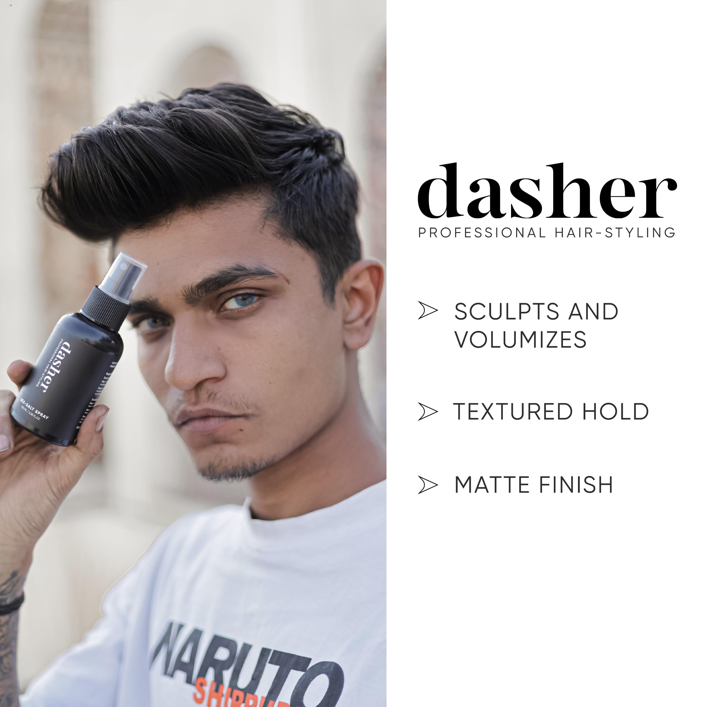 Dasher Sea Salt Spray (100 ML) for Voluminous, Textured & Smooth Hair - Infused with Bhringraj & Vitamin E | Hair Styling Product for Beach Waves & Everyday Volume | Pack of 1