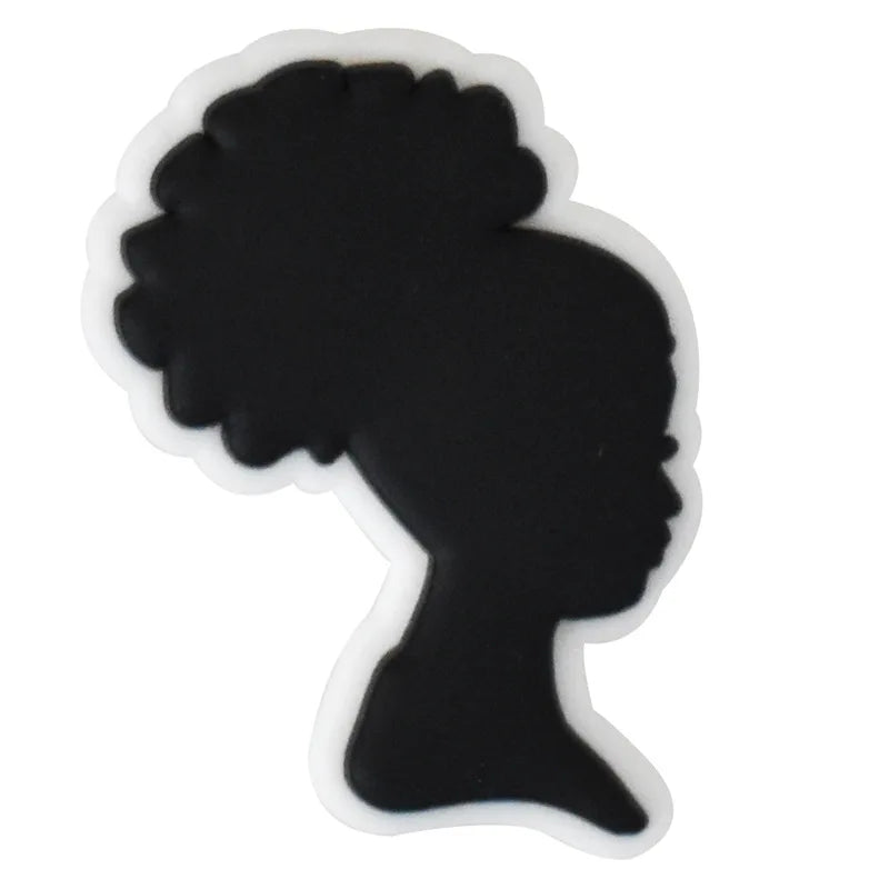 Black Girl Shoe Charms for Crocs | PVC DIY Pins for Men & Women | Clogs & Jeans Decoration Badges | Fun Shoe Accessories | Christmas Gifts for Teens & Adults | Perfect for Casual Wear, Parties & Gifting