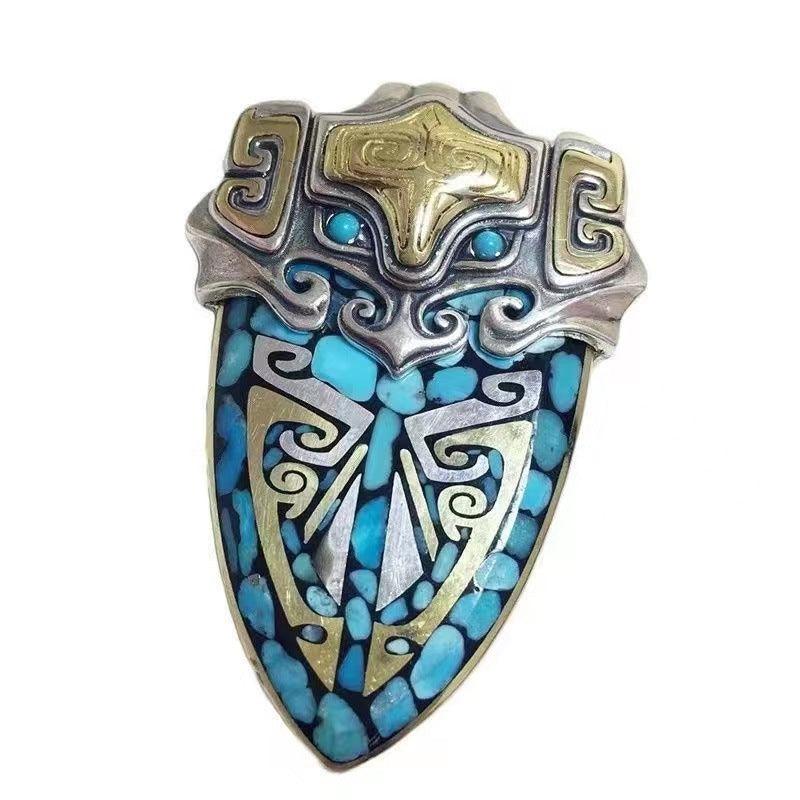 Ulan Flower Tao Tie Shield Necklace Pendant - Elegant Chinese Inspired Jewelry for Women, Perfect for Weddings, Parties & Cultural Events