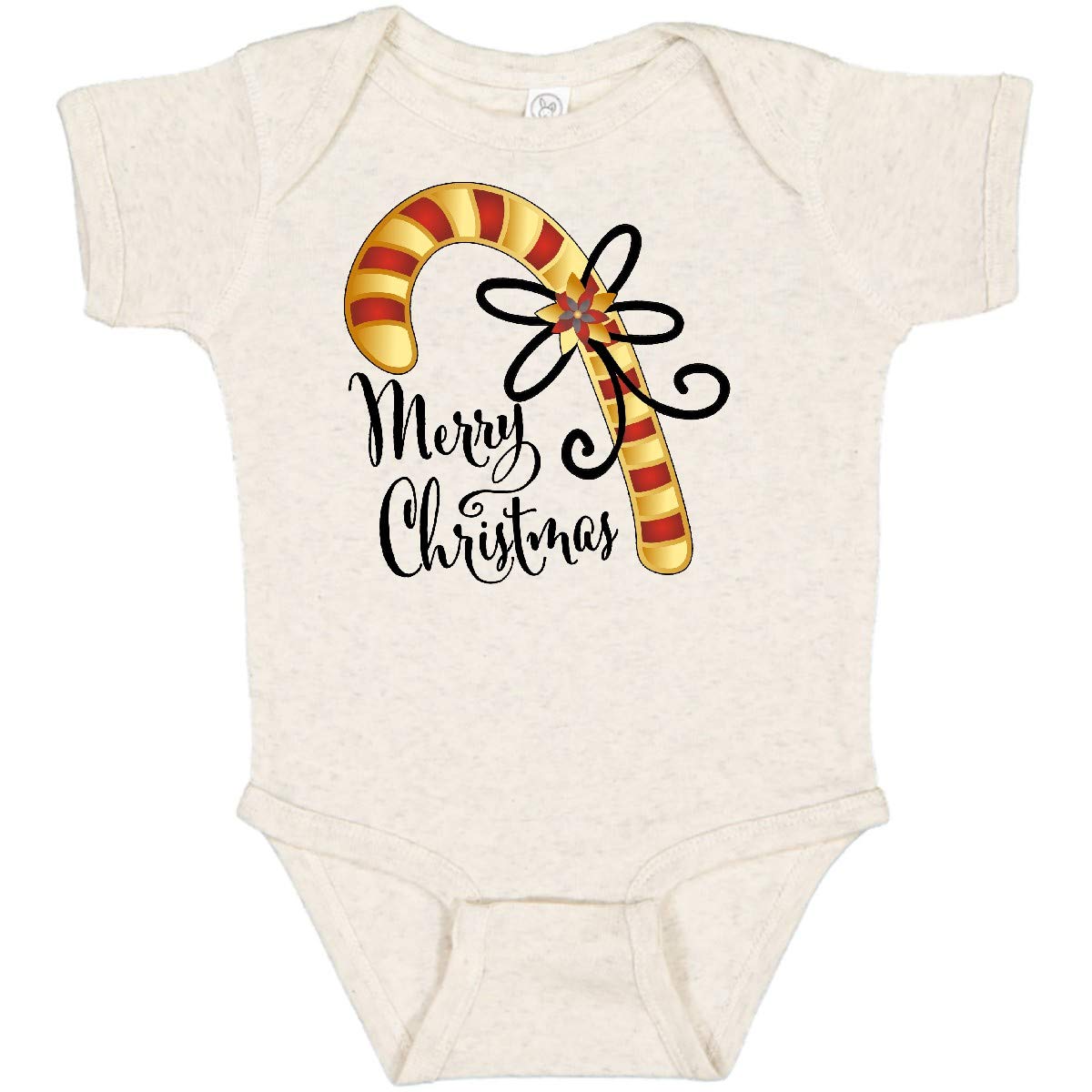 Inktastic Merry Christmas Red and Gold Candy Cane Baby Bodysuit - Festive Holiday Outfit for Infants & Toddlers - Perfect for Christmas Photos, Family Gatherings & Holiday Parties