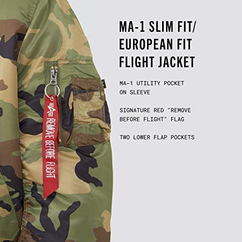 Alpha Industries MA-1 Slim Fit Bomber Flight Jacket for Men - Lightweight Military Pilot Jacket for Casual Wear & Outdoor Adventures