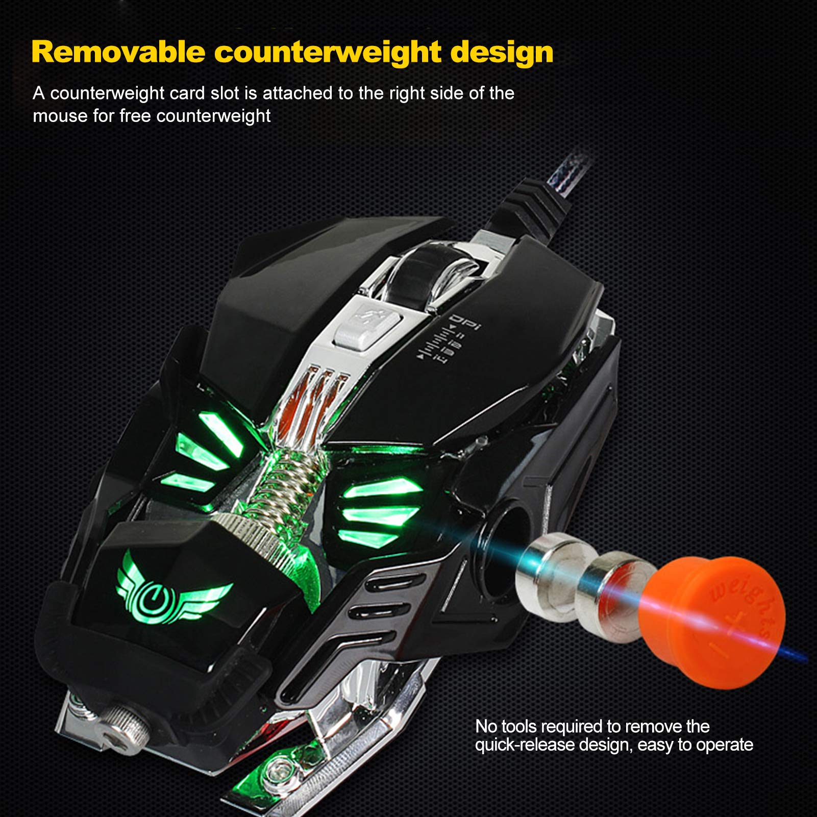 Mechanical Gaming Mouse with Glowing Crystal Ball - Wired USB, 4-Color Breathing Light, Ergonomic Design for Windows PC Gamers, Perfect for Esports and Office Use