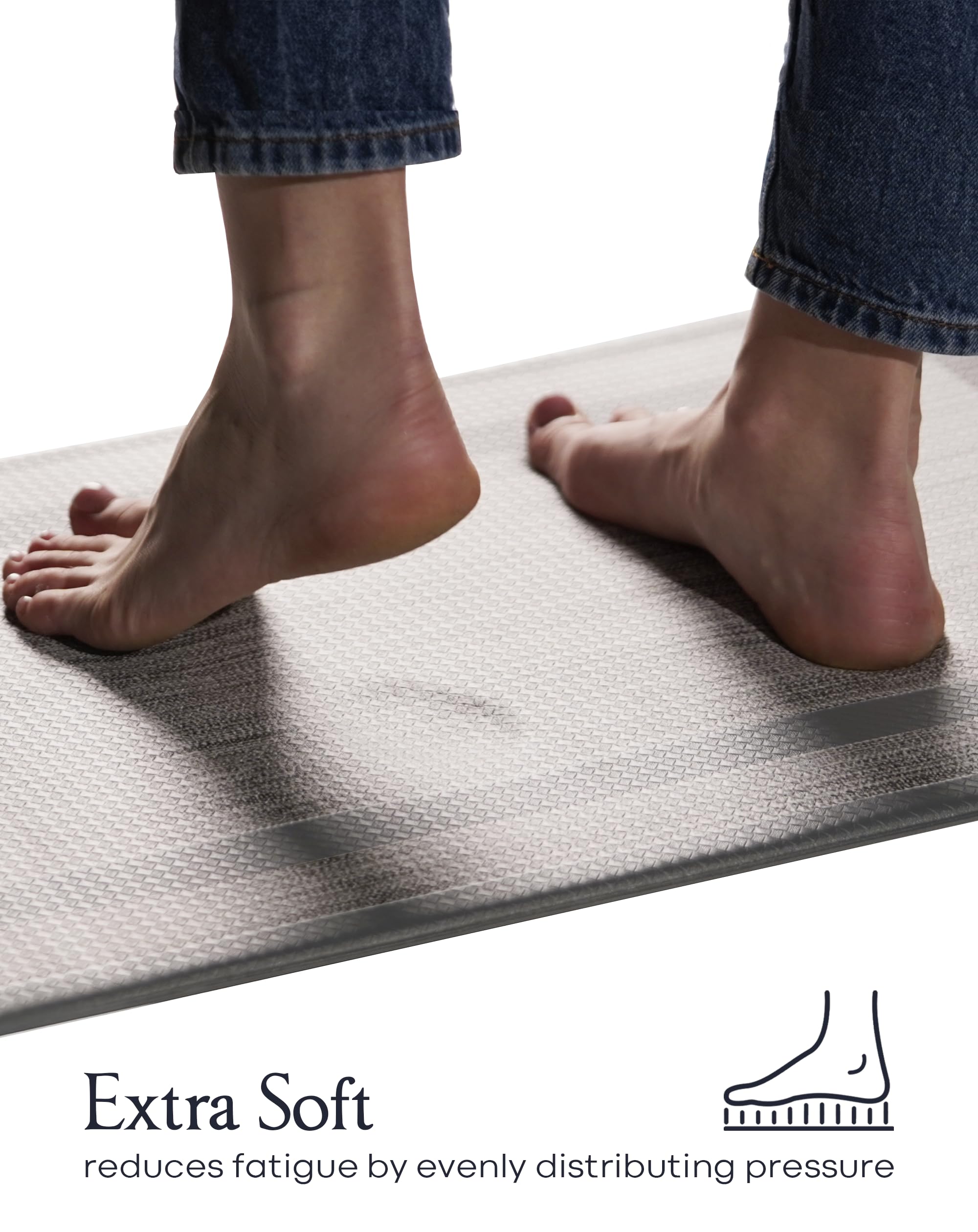 Homergy Anti-Fatigue Kitchen Mats - 2 Pack Memory Foam Standing Mats for Office, Home & Laundry Room - Waterproof, Ergonomic Floor Cushion (17.3×30.3 & 17.3×59 Inches, Grey) - Perfect for Cooking, Dishwashing & Long Work Hours