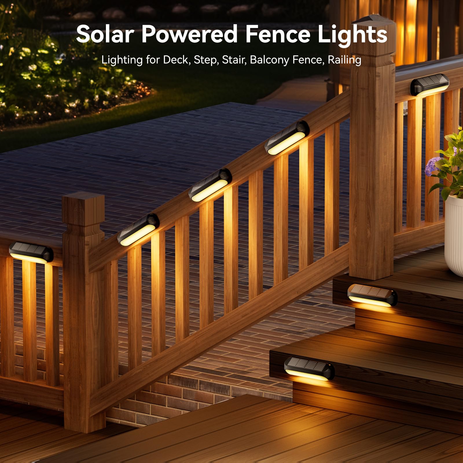 10 Pack Solar Fence Lights Outdoor - Multi-Color Changing & Warm White LED Solar Powered Lights for Garden, Deck, Stairs, Wall - Waterproof Solar Step Lights for Pathway, Patio, Yard, Landscape Lighting
