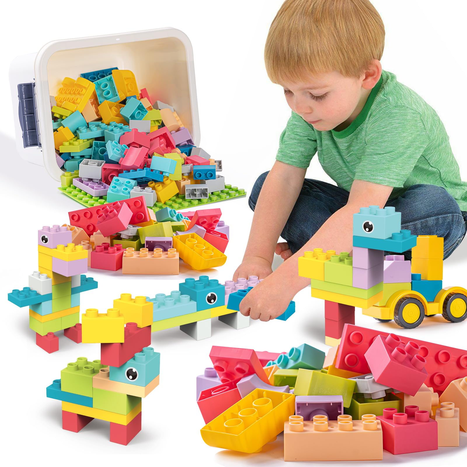 KidEwan STEM Building Blocks for Kids Ages 3+ | 60PCS Animal Stacking Blocks with Storage Box | Educational Toddler Toys for Preschool Learning & Classroom Activities | Perfect for Creative Play, Early Childhood Development & STEM Skill Building