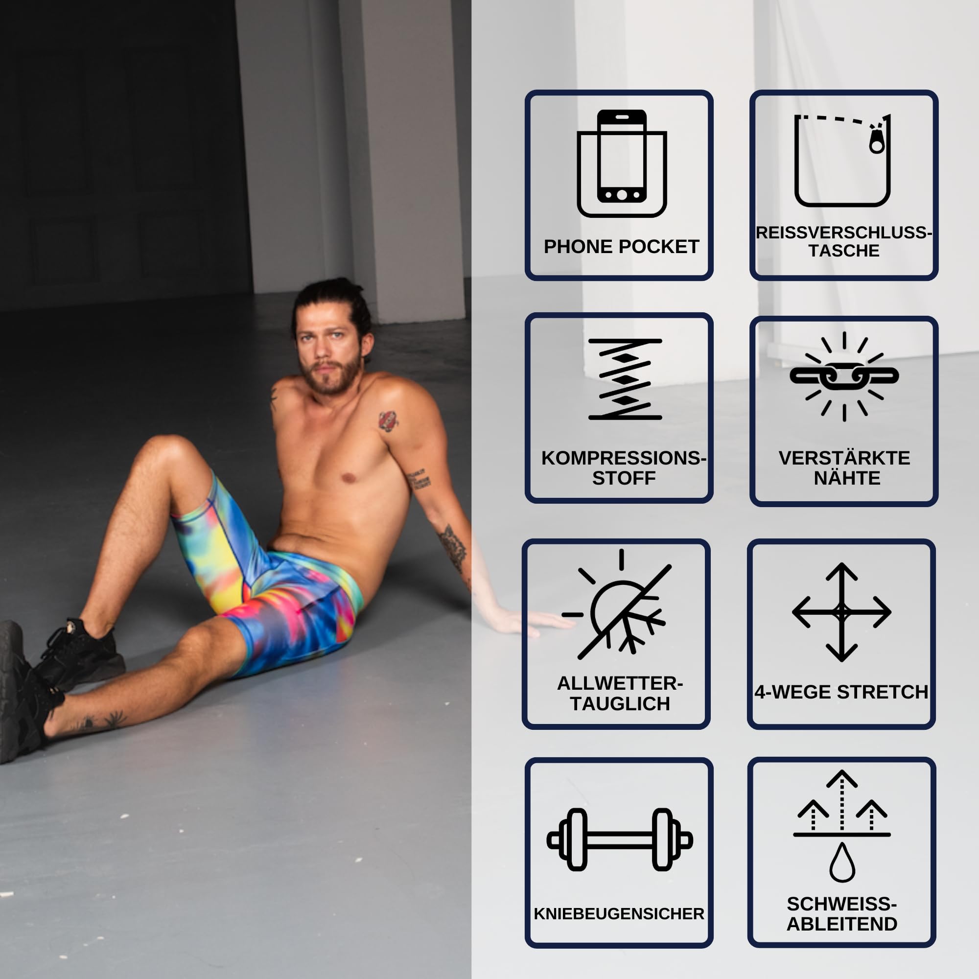 Kapow Meggings Men's Compression Shorts with Pockets - Workout, Running & Gym Activewear for Men
