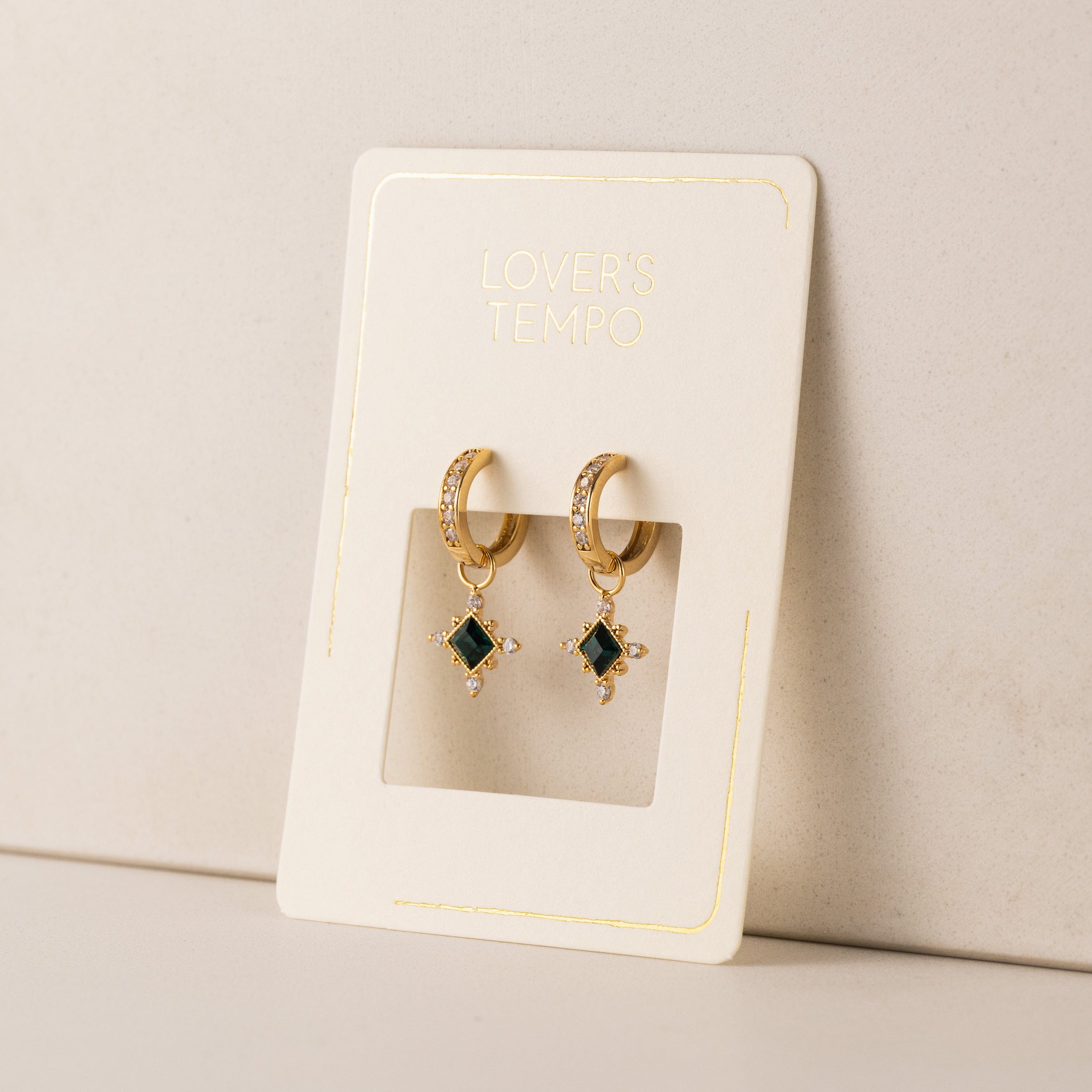 Sierra Emerald Charm Hoop Earrings - Sterling Silver Dangle Earrings for Women | Perfect for Parties, Weddings & Everyday Wear