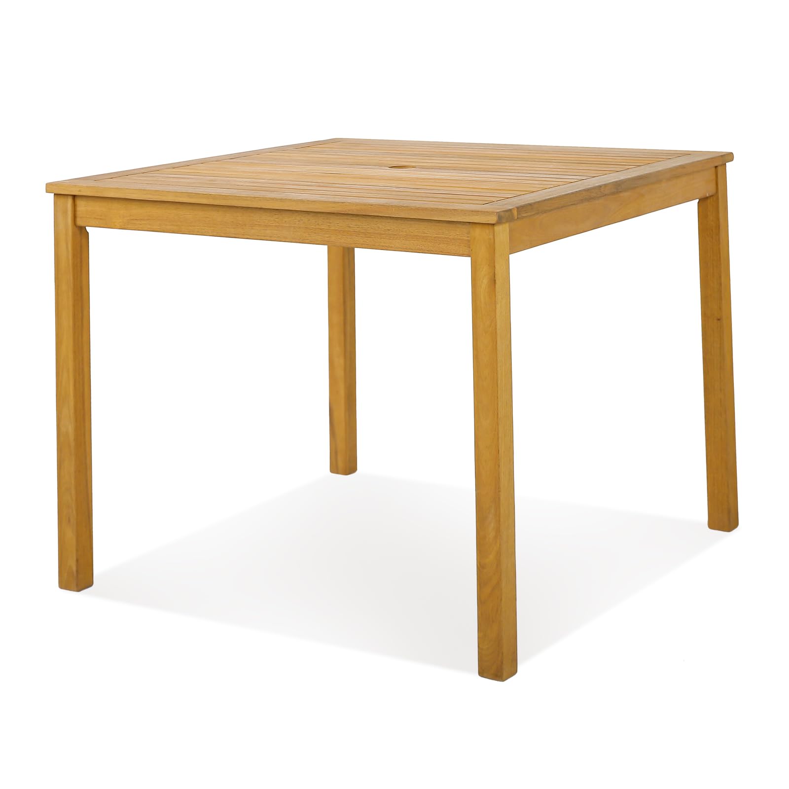 Tangkula 4-Person Square Outdoor Dining Table - Acacia Wood Patio Table with 1.9
