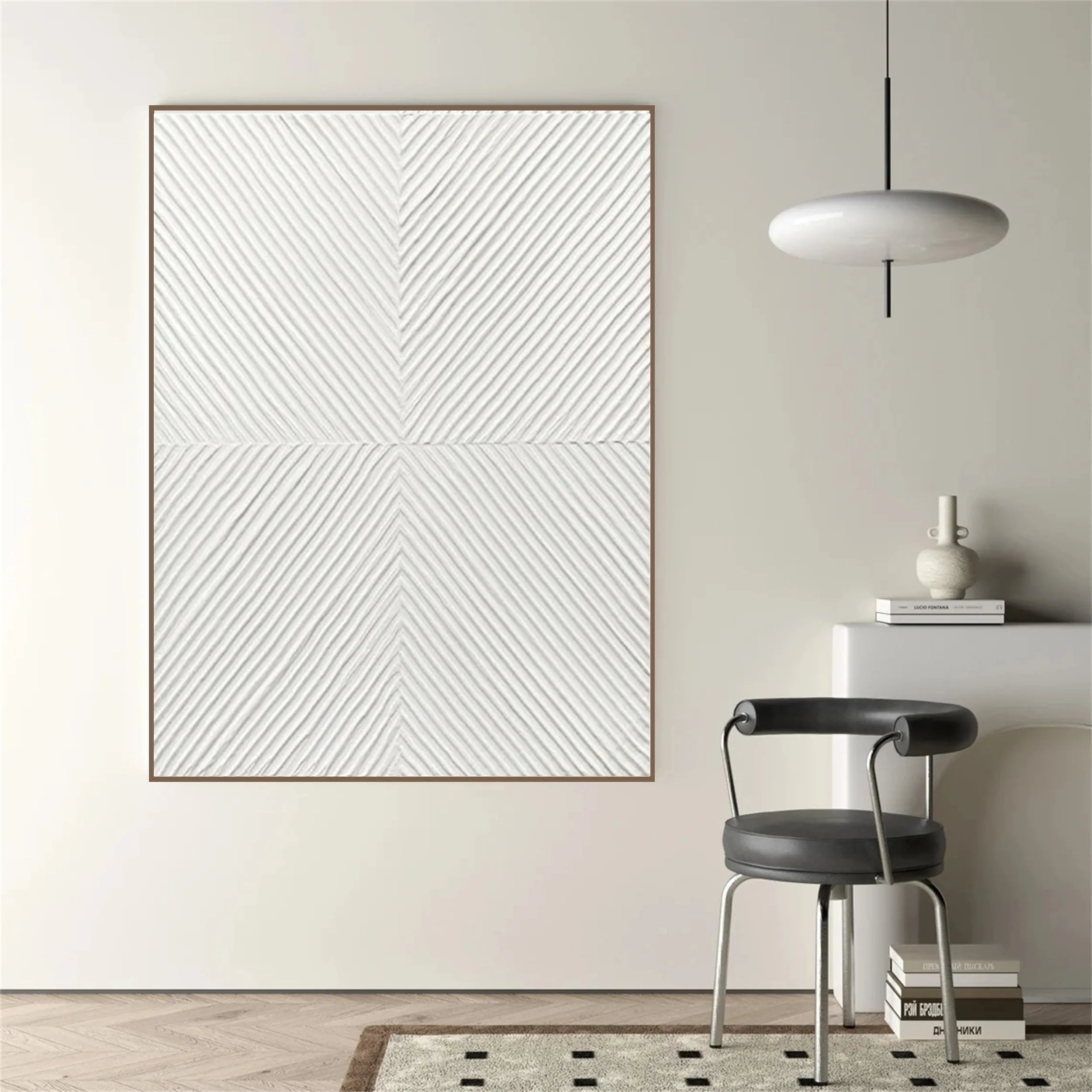 White Minimalist Textured Painting Canvas - Modern Abstract Wall Art for Living Room, Bedroom & Office Decor | High-Quality Stretched Canvas #MM206