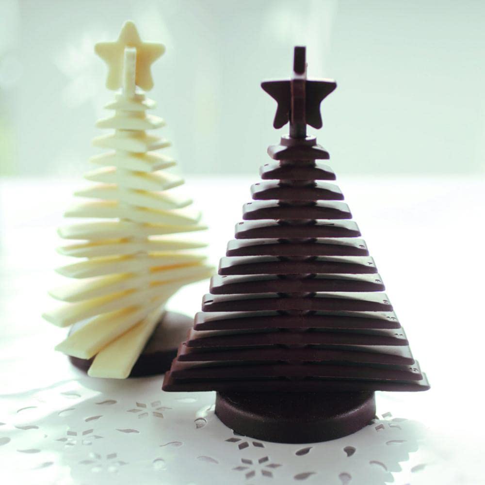 Silikomart 3D Tree Silicone Chocolate Mold Set - Easy to Use, Non-Stick, Reusable for Baking, Candy Making, Cake Decorating, and Holiday Treats