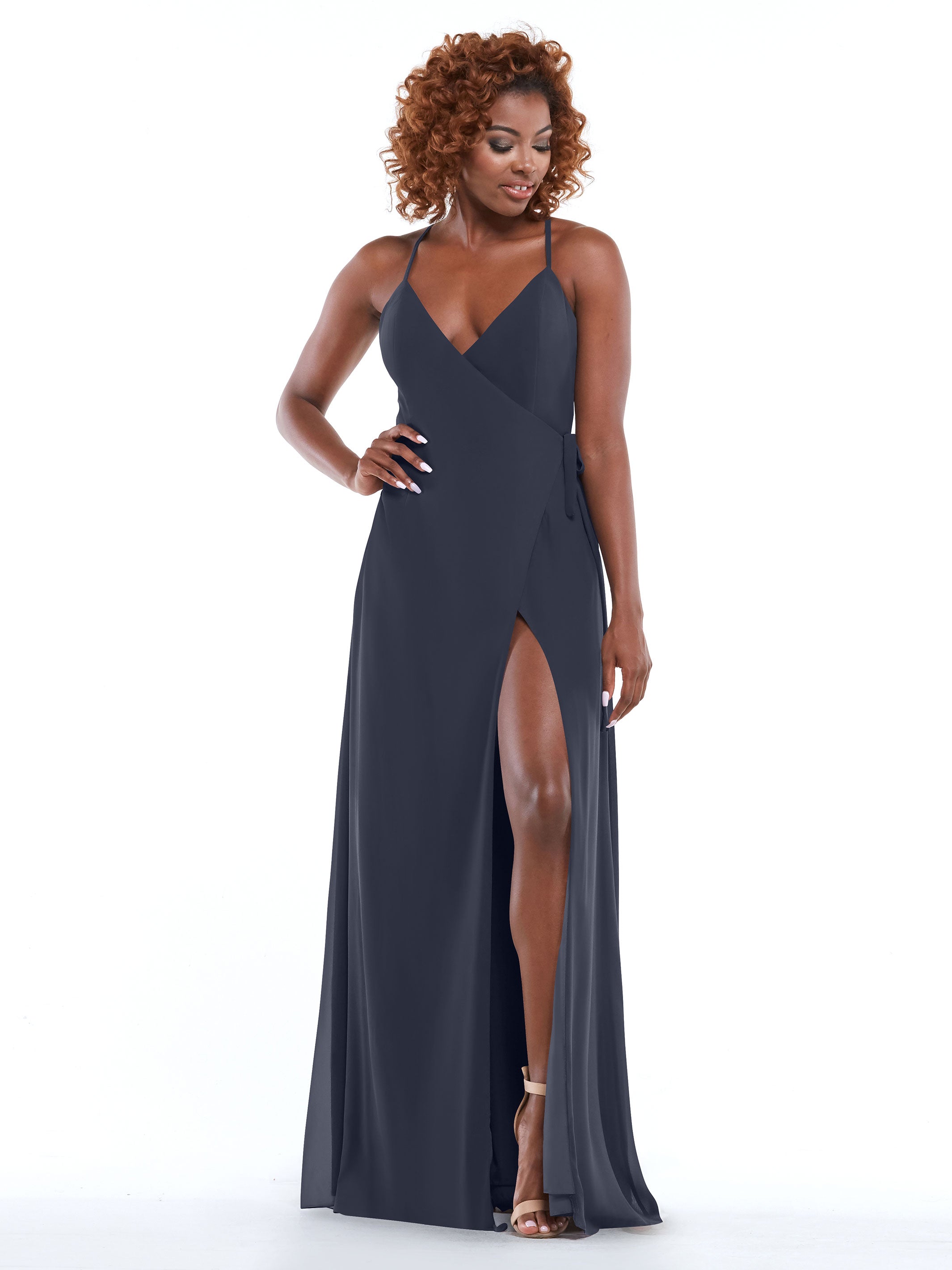 Elegant 80171 Sheath Chiffon Bridesmaid Dress with Adjustable Self-Tie Waist Sash - Perfect for Weddings, Formal Events & Special Occasions