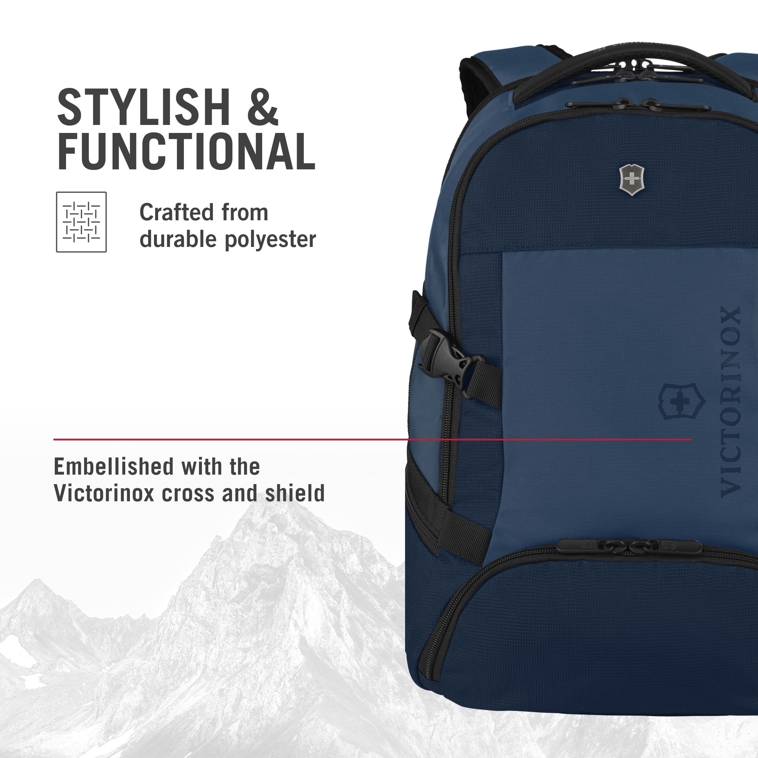 Victorinox VX Sport EVO Deluxe 28L Travel Backpack - Lightweight Durable Hiking Backpack with Airflow Technology & Adjustable Straps - Perfect for Commuting, Camping & Outdoor Adventures - Blue