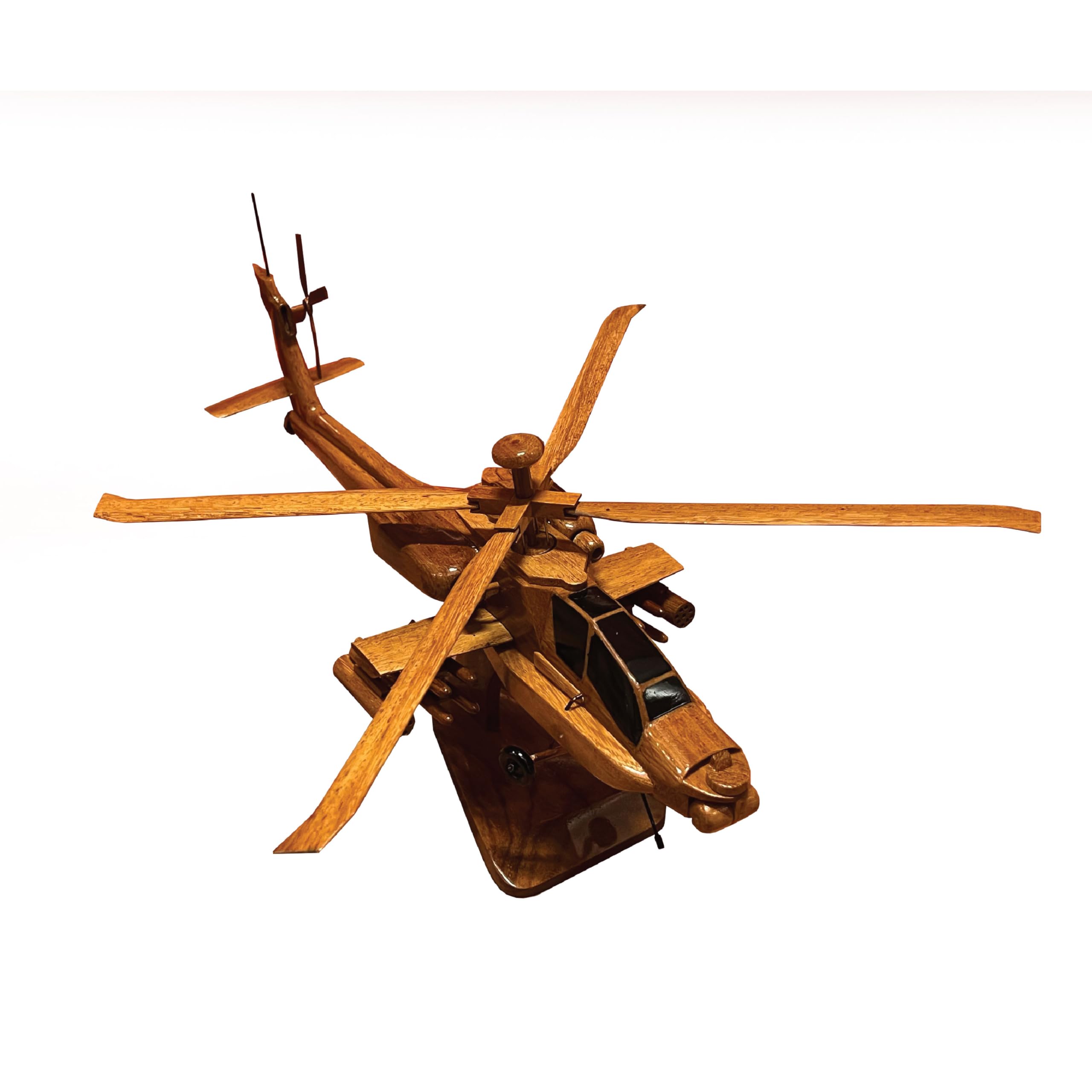 AH64 Apache Helicopter Model - Premium Mahogany Wood Desktop Display - Perfect for Office Decor, Military Enthusiasts & Collectors