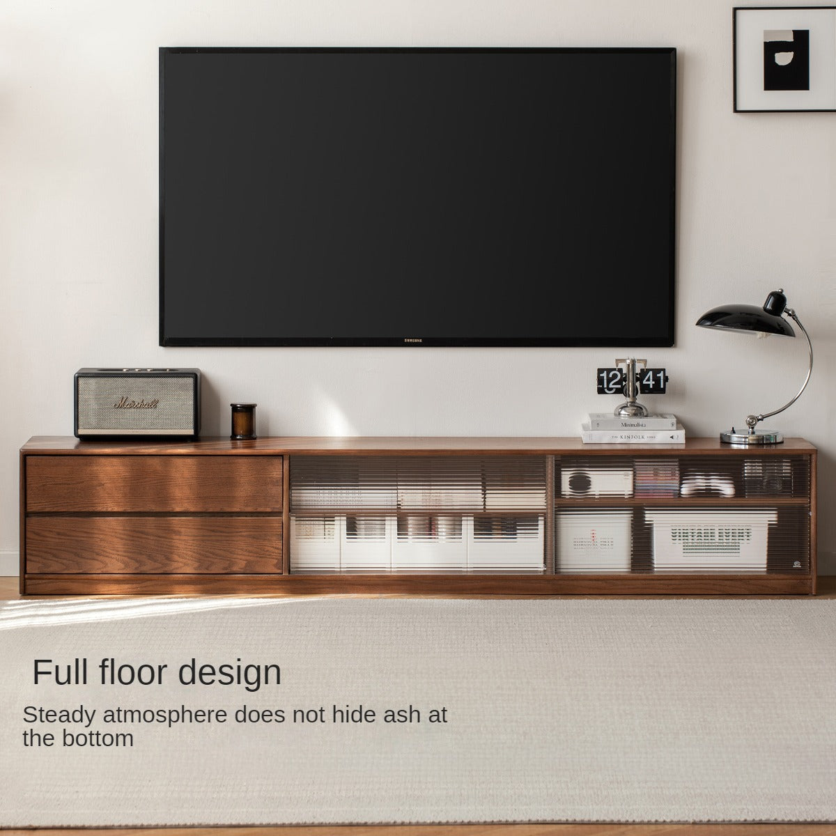 Solid Oak Wood TV Wall Cabinet - Rustic Entertainment Center for Living Room, Bedroom & Home Theater Storage