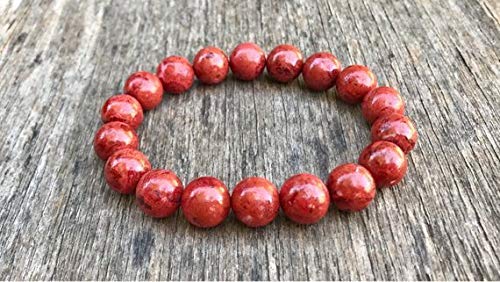 Chunky 12mm Red Coral Beaded Bracelet - Natural Gemstone Stackable Unisex Jewelry Gift for Women & Men | Perfect for Boho Style, Layering, and Everyday Wear