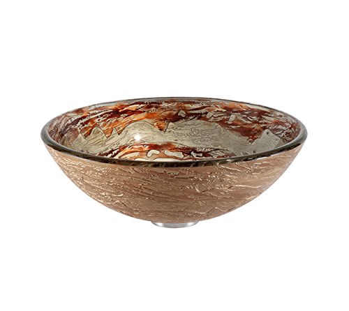 Ares Glass Vessel Bathroom Sink with PU-MR Oil Rubbed Bronze Finish - Modern Above Counter Bathroom Vanity Sink for Luxury Home & Hotel Renovation