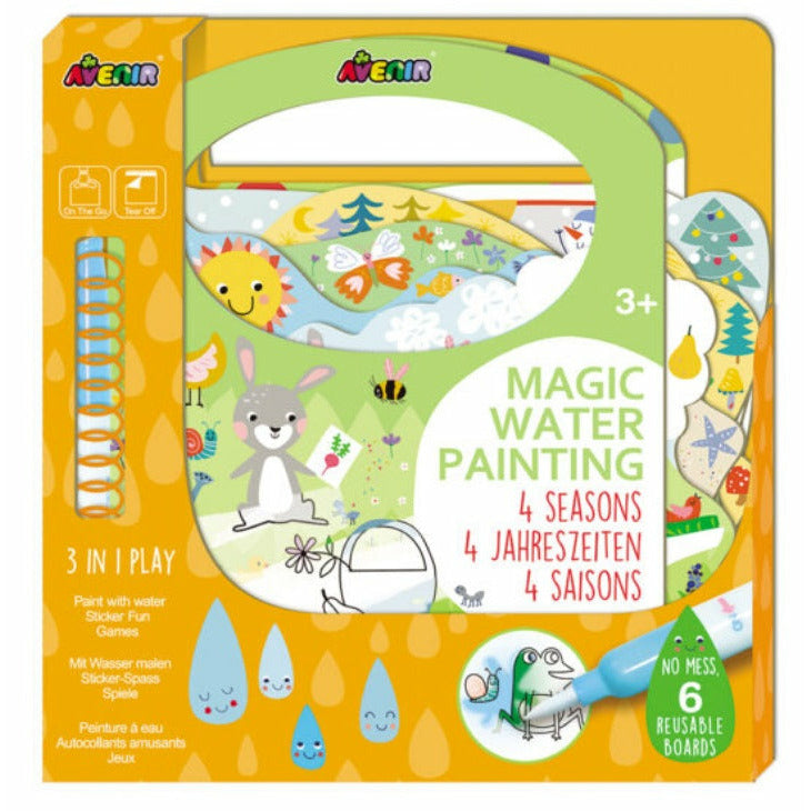 Avenir Magical Water Painting Set - Reusable Kids Art Kit with 4 Coloring Books & Water Brush - Perfect for Travel, Home, and Classroom Creative Activities