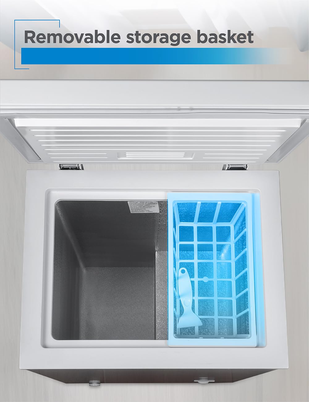BLACK+DECKER 2.0 Cu. Ft. Compact Chest Freezer - White, Manual Defrost Deep Freezer with Removable Storage Basket, Holds 70 Lbs of Frozen Food - Perfect for Home, Garage, Basement, or Small Apartment Storage