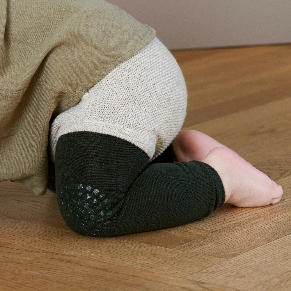 GOBABYGO Baby Crawling Leggings for Infants - Soft Forest Green Knee Pads for Learning to Crawl | Perfect for First Steps, Playtime & Indoor Activities
