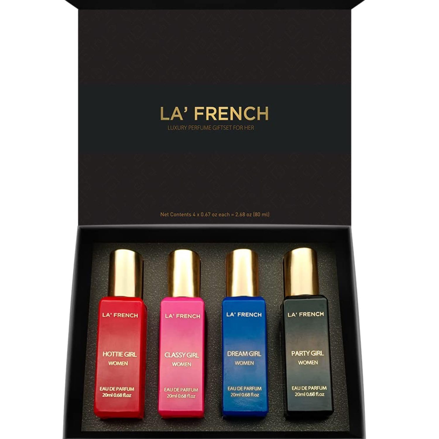 LA' French Luxury Perfume Gift Set for Women - Long Lasting Fragrance Combo, Set of 4 (20g Each) - Perfect for Birthdays, Anniversaries & Special Occasions