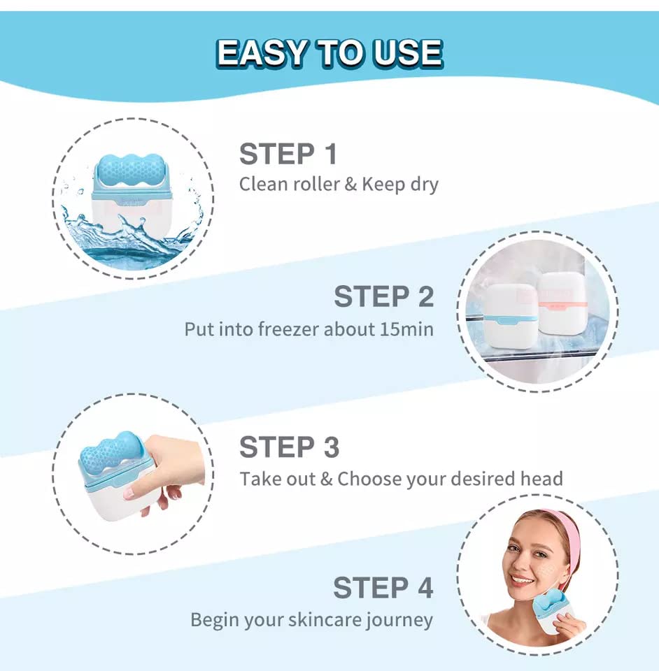 **CURISSA Ice Roller for Face & Eyes – Cooling Facial Massager for Puffiness Relief, Dark Circles & Skin Tightening – Reusable Ice Face Roller for Home Spa & Skincare (Blue)**    *Perfect for post-workout recovery, morning depuffing, or soothing sunburns – a must-have for glowing skin!*