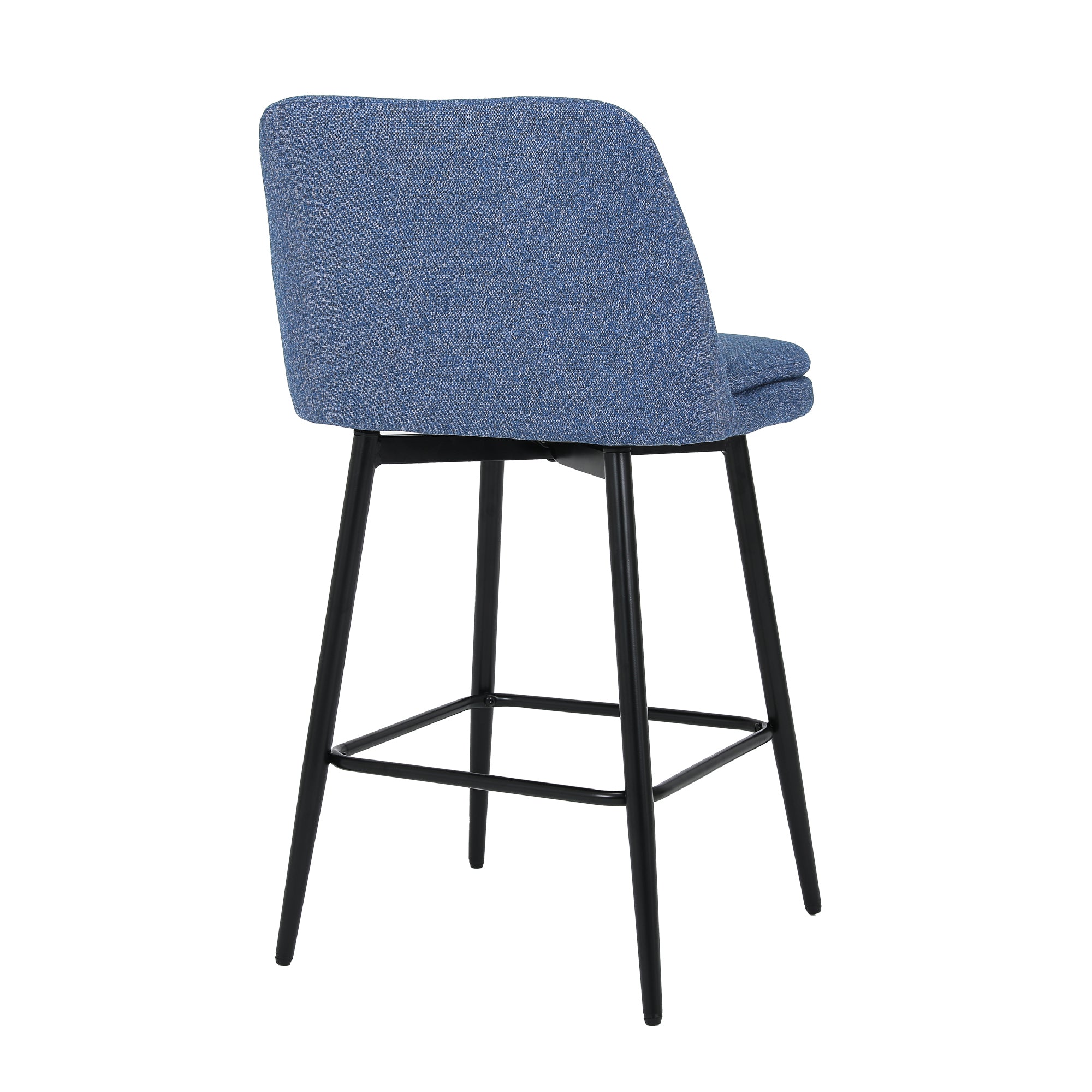 360° Swivel Counter Height Bar Stools Set of 2 - Upholstered with Back Support & Sturdy Metal Legs, 25.6