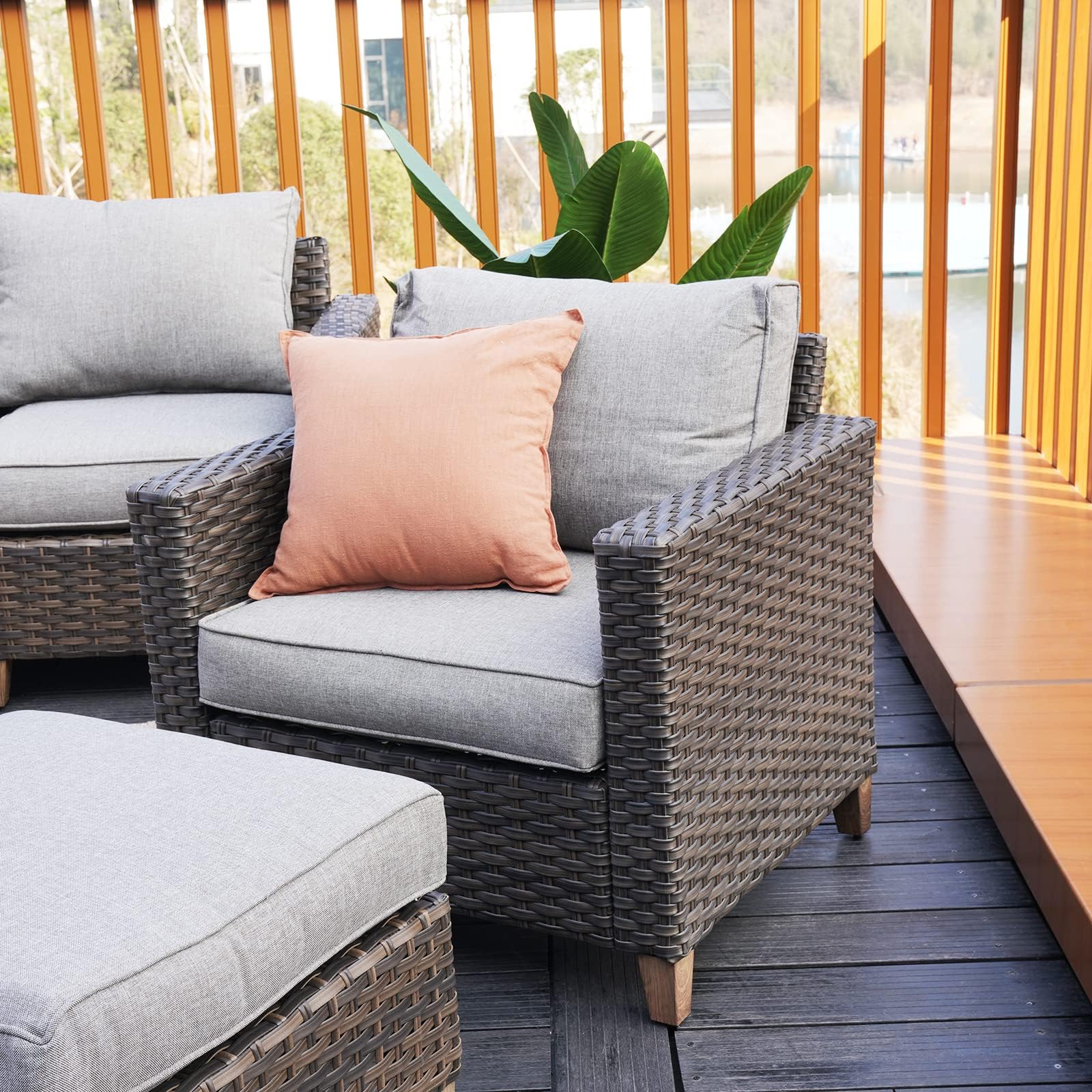 9-Piece Grand Patio Sofa Set with Coffee Table - Outdoor Wicker Sectional Furniture with Thick Cushions for Garden, Yard, Porch - Perfect for Entertaining Guests & Relaxing Outdoors